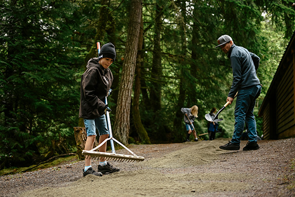 Family Working on a Path