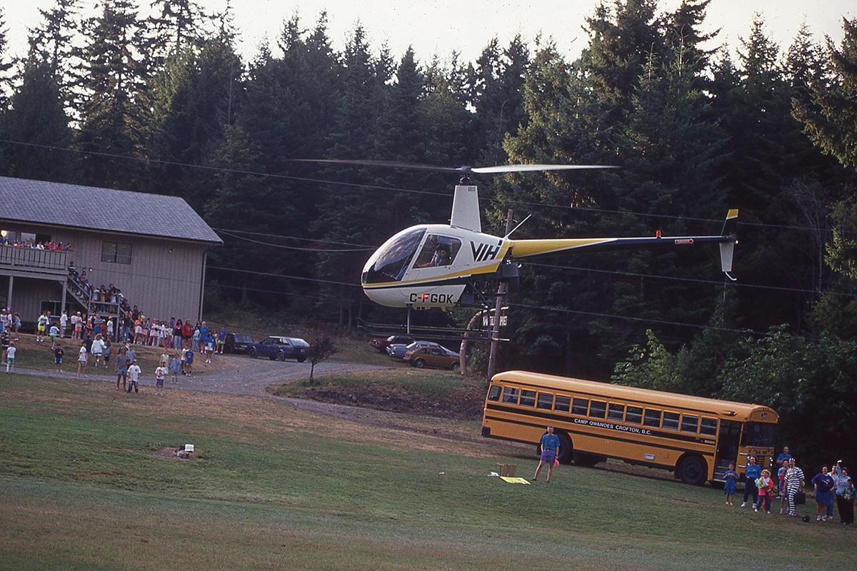 Helicopter Landing on Field in the Past