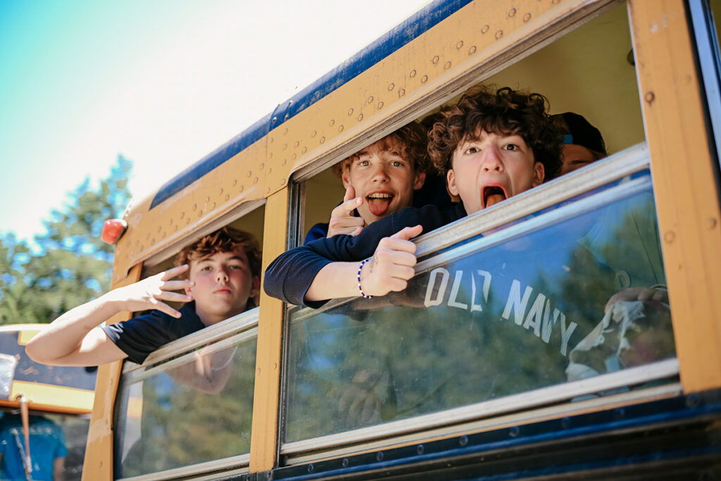 Campers Arriving on Bus